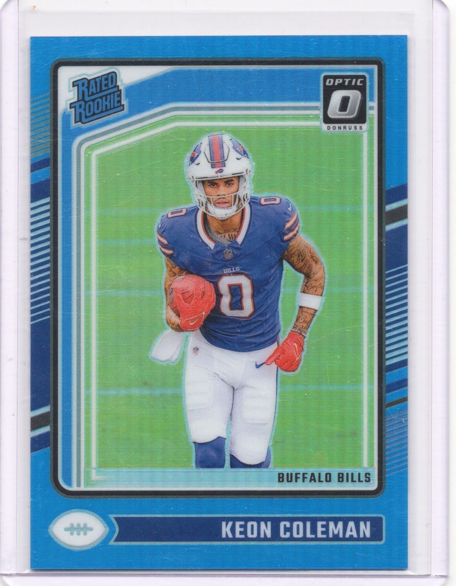 Keon Coleman 2024 Donruss Optic Rated Rookie #263 Aqua /299 Bills Color Match
