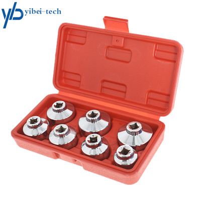 7PCS Oil Filter Socket Set Cup Socket Tool Set Cap Wrench 24 27 29 30 32 36 38mm