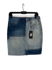 Tommy Hilfiger Blue Denim Skirt Size 2 Stretch Y2K 90s Retro Preppy Classic New