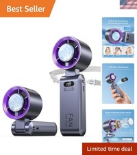 Handheld Portable Turbo Fan with Ice Cooler, Speed 1-199 Rechargeable Persona...