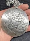 Rose Medallion Style Pendant/earrings West Germany(?) Large Pendant Vintage 18”  — photo 3