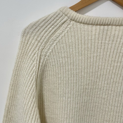 St Michael 100% Wool Jumper Men's M Cream Chunky Rib Knit V-Neck Vintage 90s M&S - Picture 14 of 19