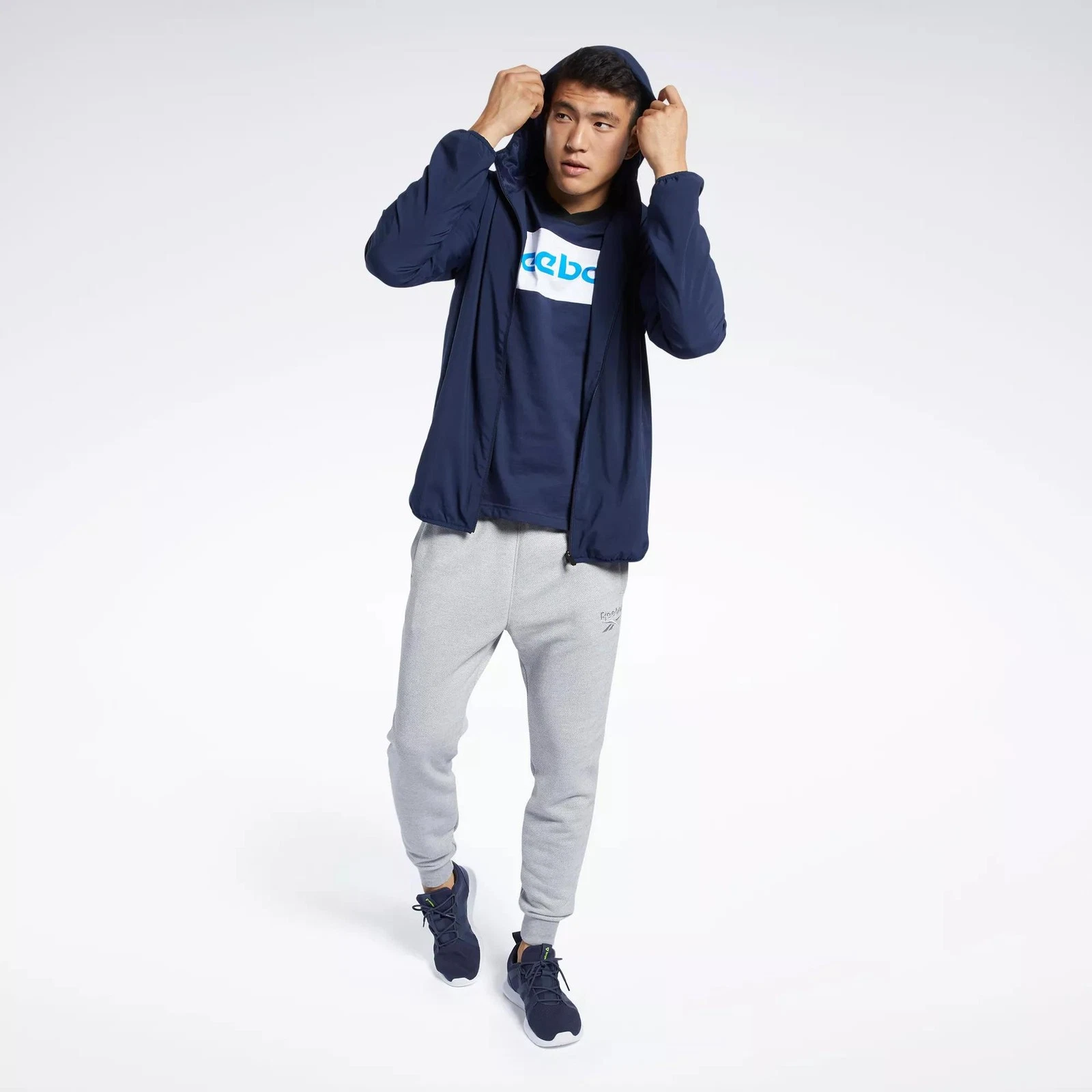 Reebok Men's Training Essentials Jacket Size S Blue Navy Full Zip Light - product detail image 3