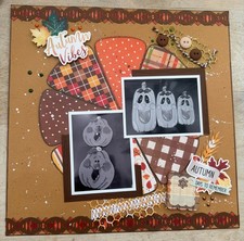 Halloween Scrapbook Layout, 12 x 12. One side of a Double-page layout. 2-N-H-D