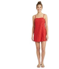 Abercrombie &Fitch Linen-Blend Button Skort Mini Dress XL Red Tomatoe Girl Chic