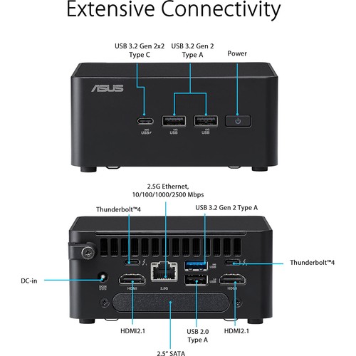 ASUS NUC 14 Pro Tall Barebone Kit in Black - RNUC14RVHI30000UI - Afbeelding 7 van 10