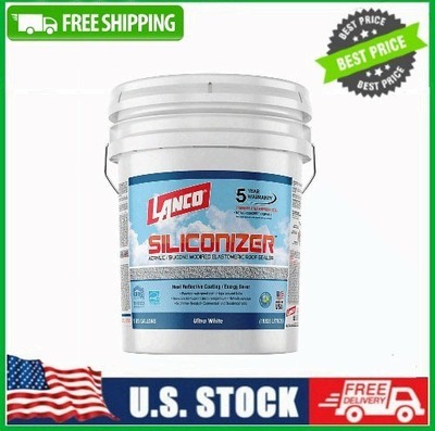 Lanco Siliconizer Acrylic Elastomeric White Reflective Roof Sealer, 5 gallon