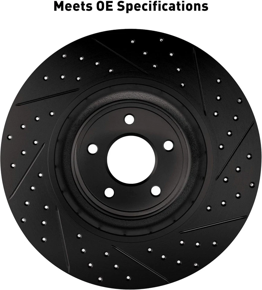 Dynamic Friction Brake Kit Rotors Drilled Slotted Black w/ Ceramic Pads - Image 2 of 4