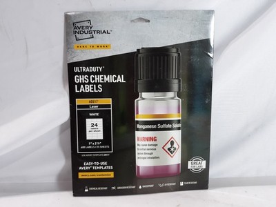 Avery 60517 GHS Chemical Labels 1'' x 2-1/2'' Laser White 600 Labels/25 Sheets