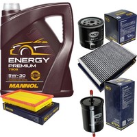 Inspektionspaket 5L Mannol Energy 5W-30 FüR Seat Leon 1.6 16V Toledo II Skoda