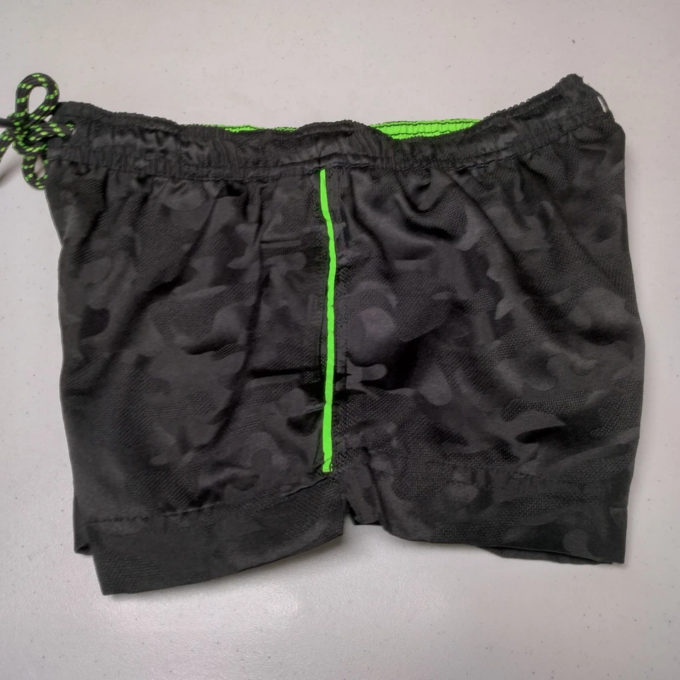 AussieBum Swim Trunk Shorts Men Small Line Black 2 Tone Camo Neon Green - Image 3 of 4