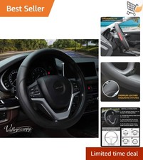 Microfiber Leather Steering Wheel Cover Large Fit 15.5-16 Inch Vehicles Microfiber Leather Steering Wheel Cover Large Fit 15.5-16 Inch Vehicles