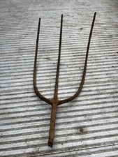 VINTAGE PITCH FORK HAY 1800s FARM FARMING MANCAVE TOOL ART HAND FORGED