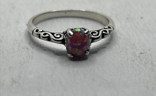 925 Sterling Silver pink Opal Ring Size 9.25
