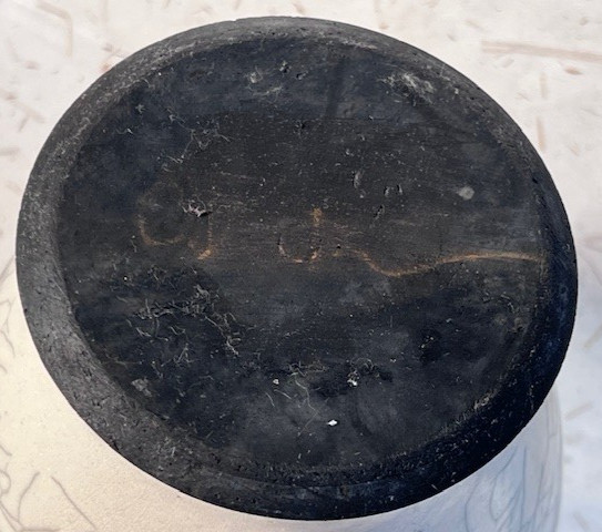 Kintsugi Raku,Lrg White/Black Crackle Vase/Urn, C. Dockins, Kintsugi Lid, Exc