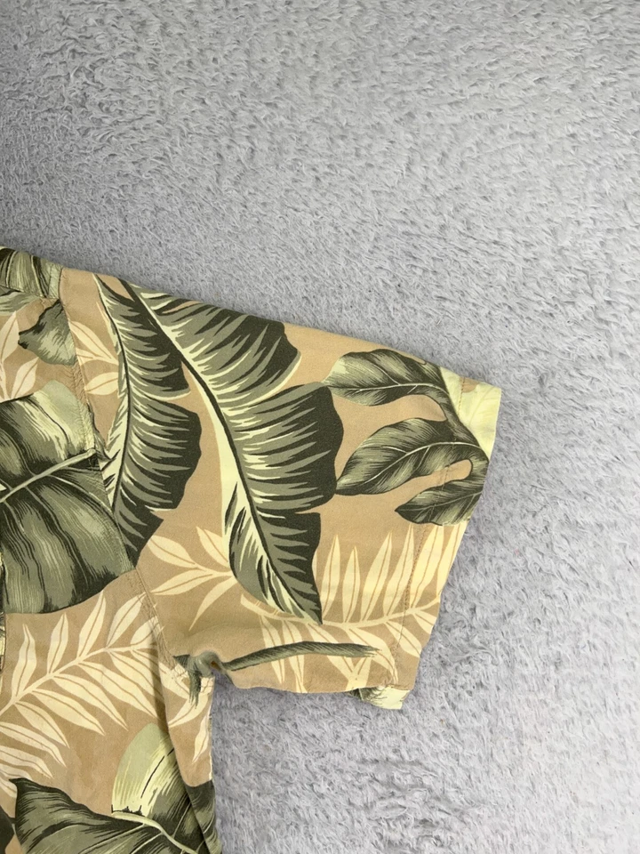 Camisa Panama Jack Adulto 3XL XXXL Amarilla Verde Floral Hoja de Palma Rayón Hawaiana Foto 2 de 4