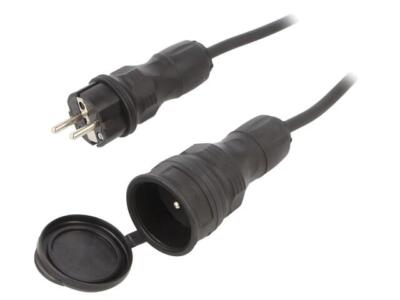 W-99145 Extension Cable 3x1.5mm² Sockets: 1 Rubber Black 10m 16A KEL