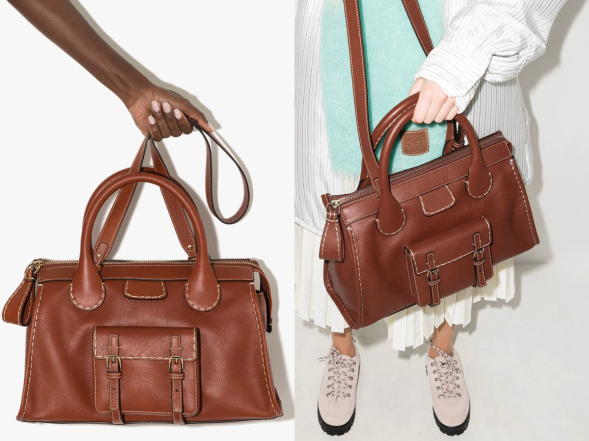 Chloé Edith Medium Tote Bag Day Bag Topstuched Leather Bag