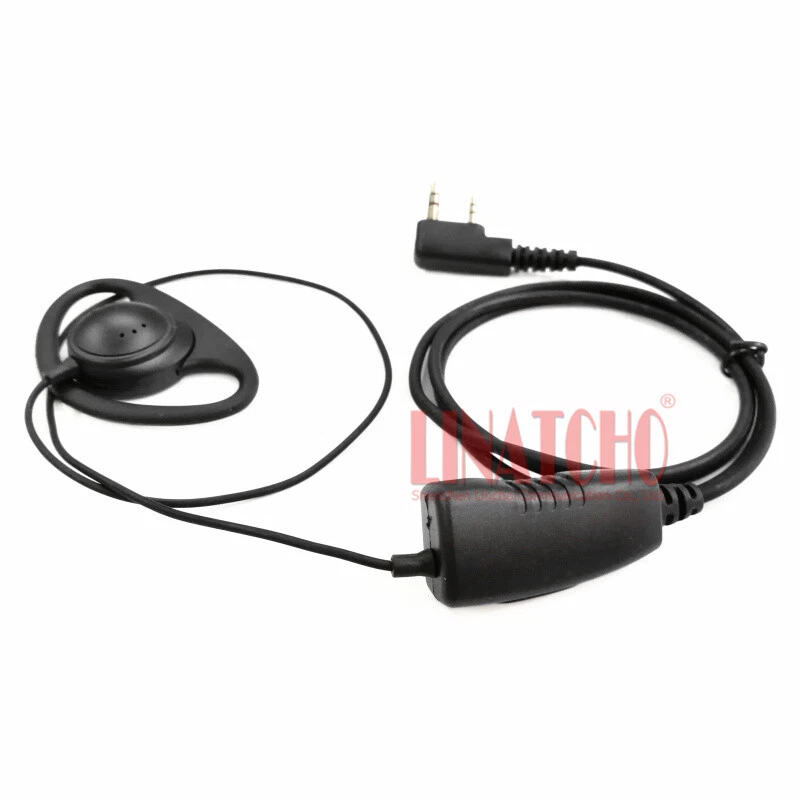 Tipo K 2 Pines Calidad Baofeng Cableado PTT Walkie Talkie Forma D Gancho Auricular Foto 3 de 4