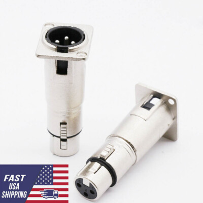 For D Panel Mountin XLR Male to XLR Female Feed/Pass Thru Connector Adapter 2Pcs