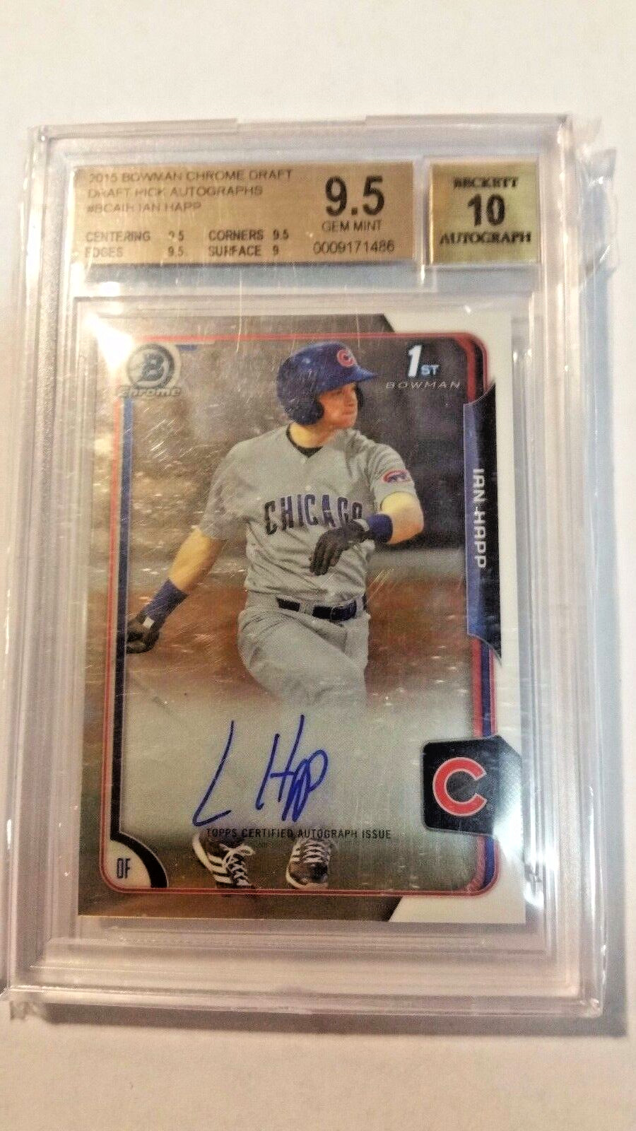 Ian Happ 2015 Bowman Chrome Draft Prospect BGS 9.5 GEM w/10 Auto - Chicago Cubs