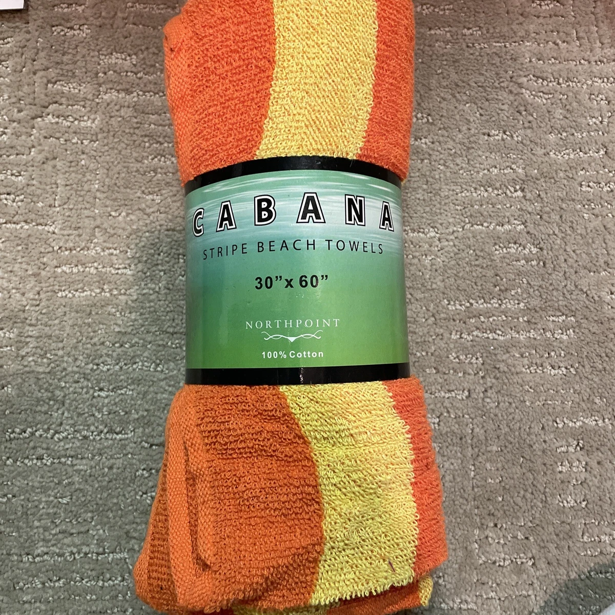 Cabana Stripe Beach Towel 30 X 60 Northpoint 100 Cotton Orange