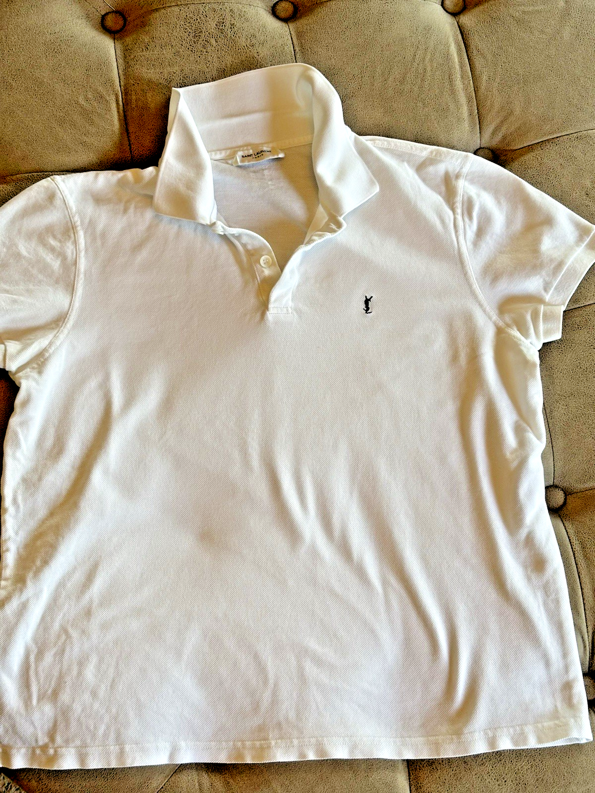 SAINT LAURENT Polo YSL SAINT LAUREN donna bianca Cassandre ~ XL