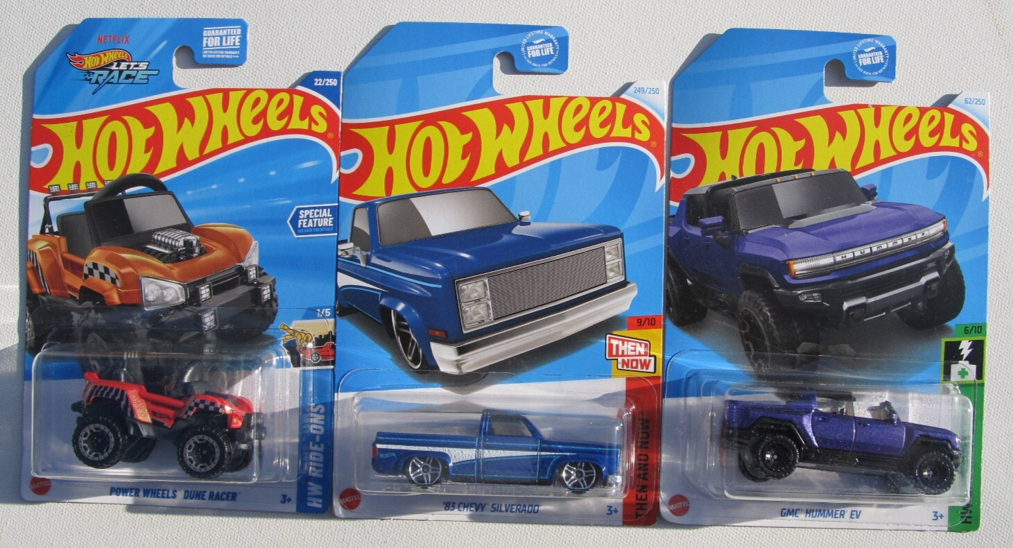 3 Trucks Power Wheels Dune Racer  Gmc Hummer Ev &1983 Chevy 