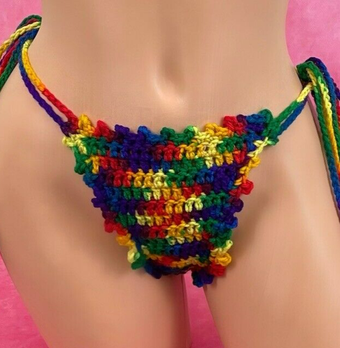 Handmade Crochet Bikini Beach Panties Island Bohemian Sissy Hippie Chic XL