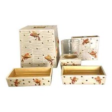 Mike and Ally Luxury Enameled Gilt Koi Fish Bathroom Set - Set of 6