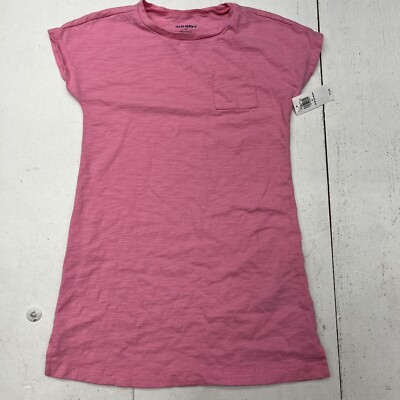 Old Navy Pink Short Sleeve Shirt Dress Crew Neck Big Kid Girls Size 5T 