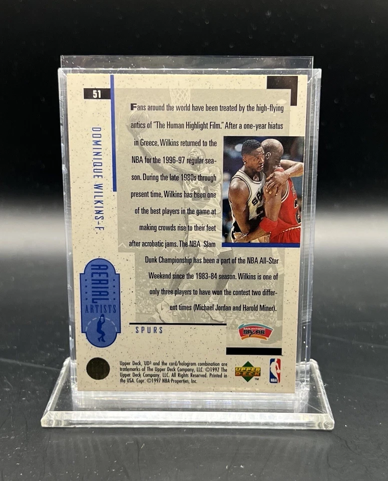 1996-97 Upper Deck UD3 #51 DOMINIQUE WILKINS Aerial Artists San Antonio SPURS - Image 2 of 2