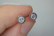 1Ct Round Cut Lab Created Diamond Bezel-Set 14K White Gold Finish Stud Earrings
