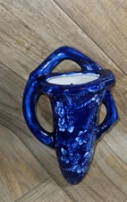 Vintage Hand Painted Wall Pocket/Planter Blue Floral Design/Pattern