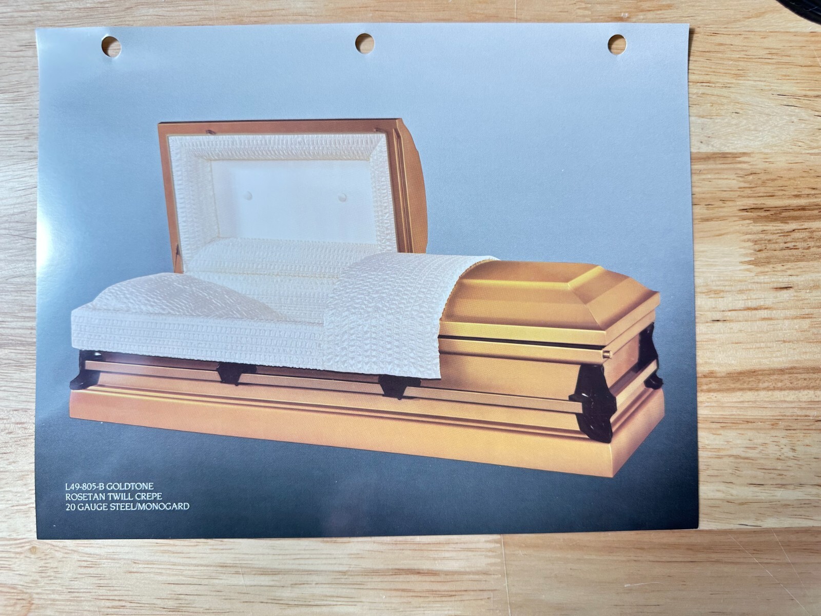 Batesville Casket Salesman Photo Goldtone Rosetan  Print Ad Oddity Funeral