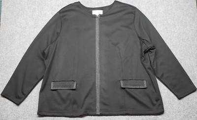 Casual Corner Annex Sweater Womens Size 3X Black Full Zip Pockets Stretch New