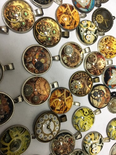 Steampunk gothic Watch gears mechanical 3D Dome Necklace Pendant wholesale Lot - Picture 3 of 7