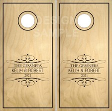 Family Name Elegant Wood Cornhole Wrap Bag Toss Skin Decal Sticker