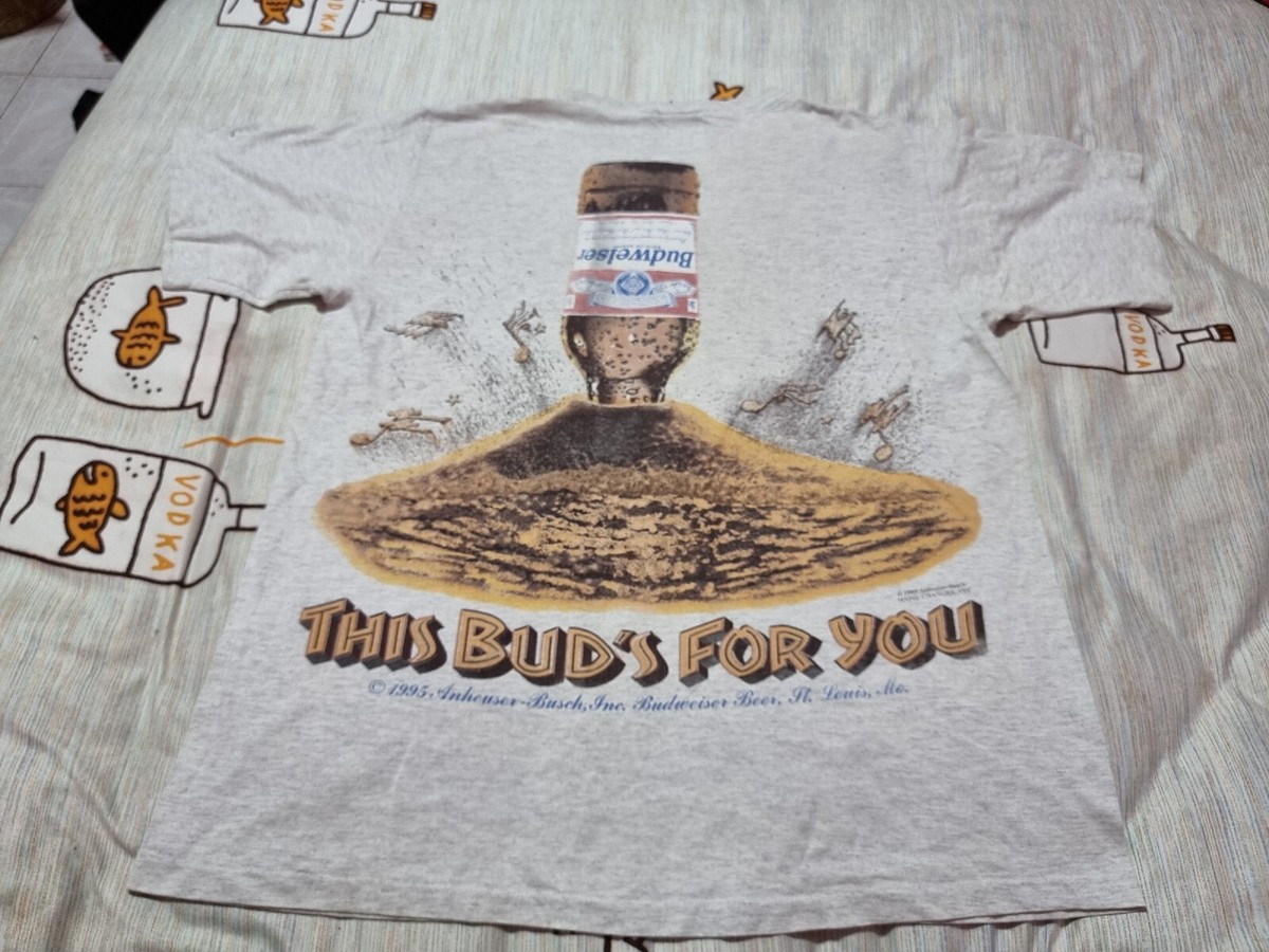 Vintage 90's Budweiser T Shirt Ants This Buds For You 2 side
