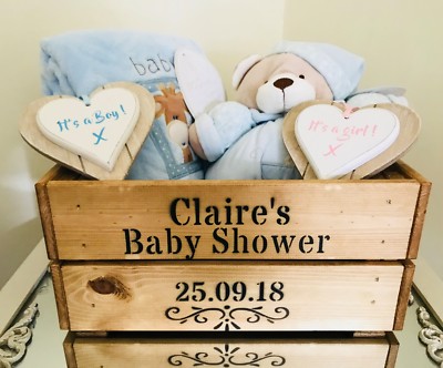 Personalised Baby/'s Birth Wooden Box Crate Storage Gift Boy Or Girl Perfect Gift