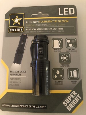 U.S. Army Aluminum Flashlight With Zoom 23838-US Black | eBay
