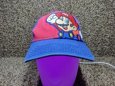 Super Mario Snapback Hat Cap Structured Blue Red Youth Cotton  2013 Nintendo