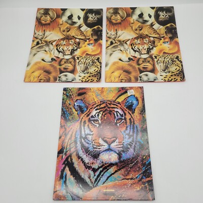 Vintage 90s School Folders Wildlife Tiger Monkey Elephant Animal Aware LASSEN