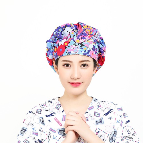 Womens/Mens Florals Printed Cap Scrub Hat/Cap Head Wear Adjustable Accessories - Picture 171 of 660