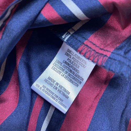 Nautica Girls Striped Satin Dress 6 Blue Maroon Pleated Nautical - Picture 7 of 8