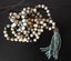 Handmade Amazonite Beaded Necklace With Crystal Tassel - 8mm Beads, 17 Inch Chain, Multi-Color