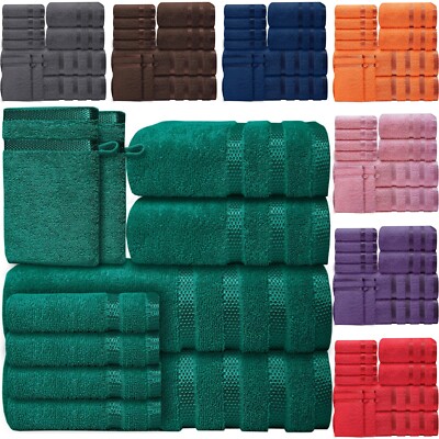 10-teiliges Luxus 100 % Baumwolle Handtuch Set Hotel Spa Qualität Bad Hand Gesicht Körper Handtücher