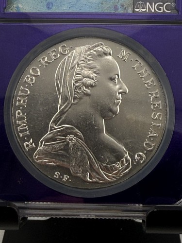 1780 Dated Austria Taler - Modern Restrike - TRADERBEA NGC MS65 - 83.3% Silver - Picture 2 of 4