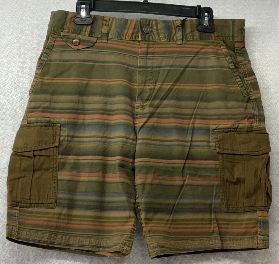 Pantalones Cortos Carga Scotch & Soda Para Hombre Talla 31 Marrón Rayas Bolsillo Calce Relajado Elastizados Foto 2 de 4