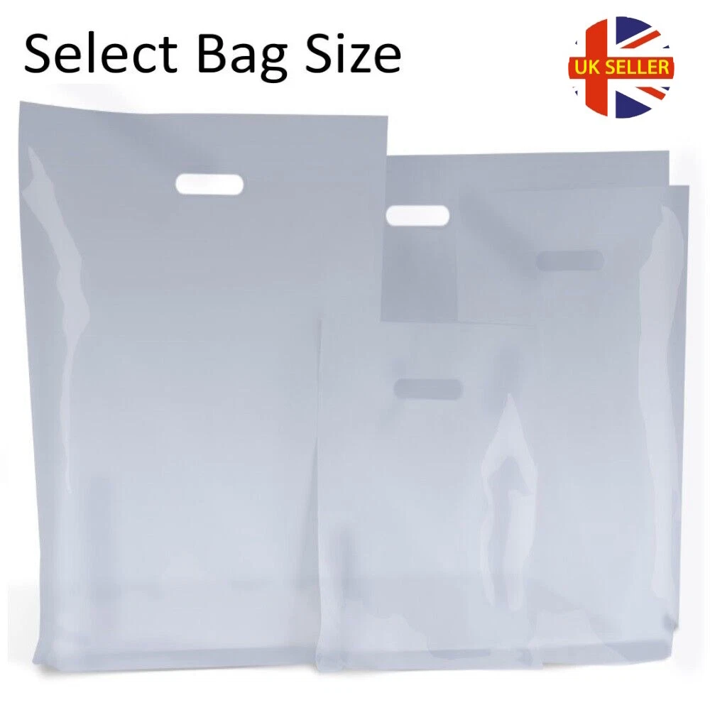 CLEAR PLASTIC BAGS GIFT SHOP CARRIER BAG BOUTIQUE RETAIL SMALL LARGE